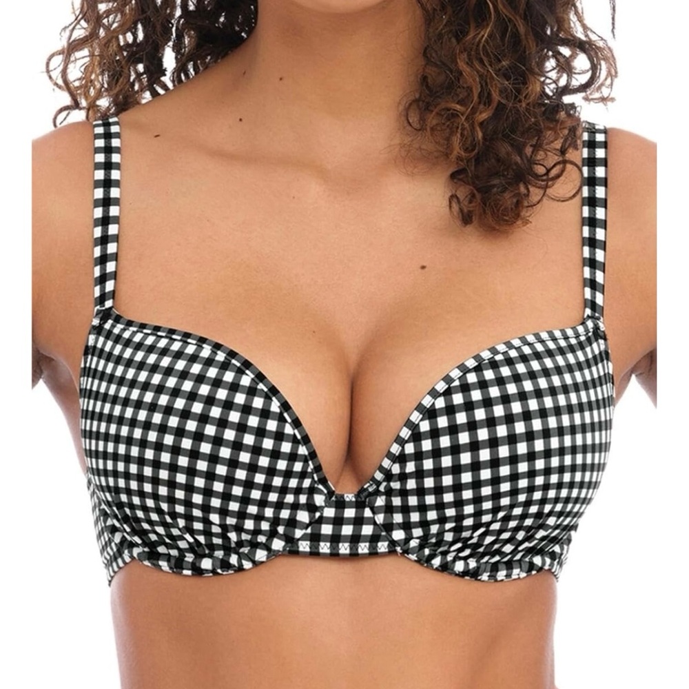 Freya Black and White Checkered Bikini Top